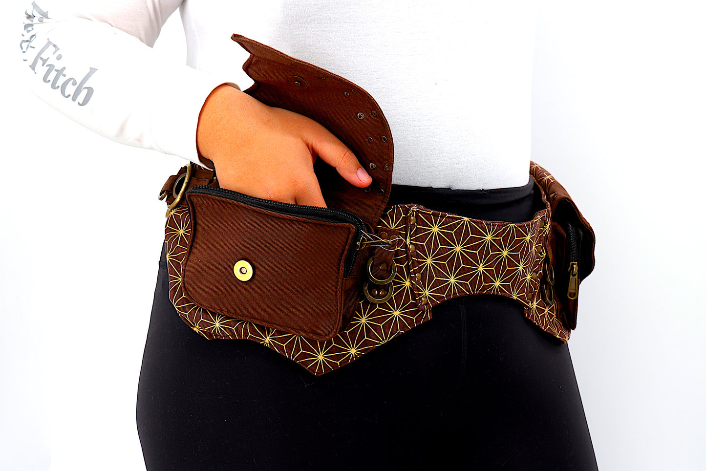 Cotton Flower Of Life Double Pocket Canvas Fanny Pack