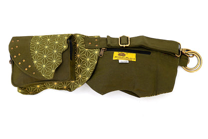Cotton Flower Of Life Double Pocket Canvas Fanny Pack