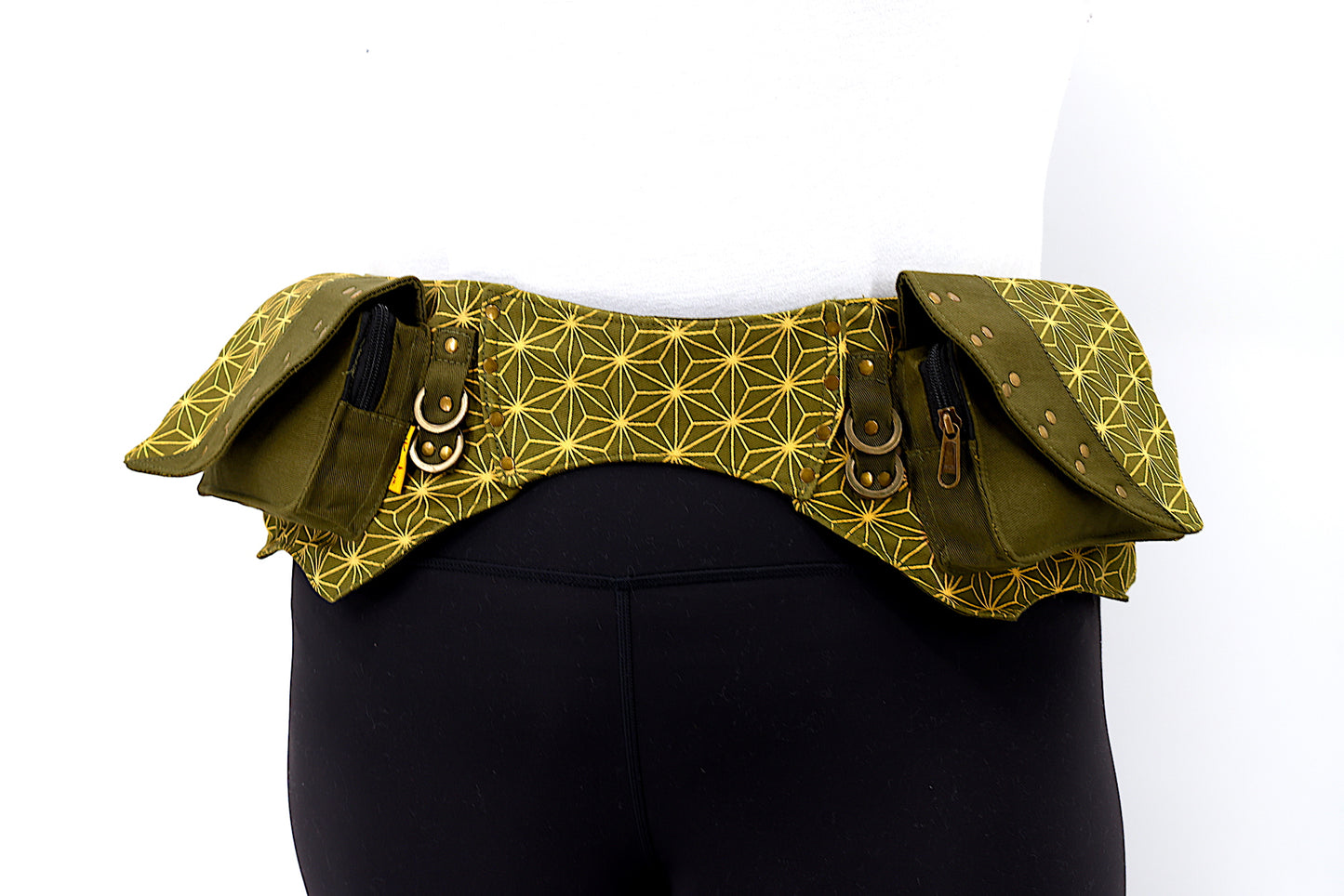 Cotton Flower Of Life Double Pocket Canvas Fanny Pack