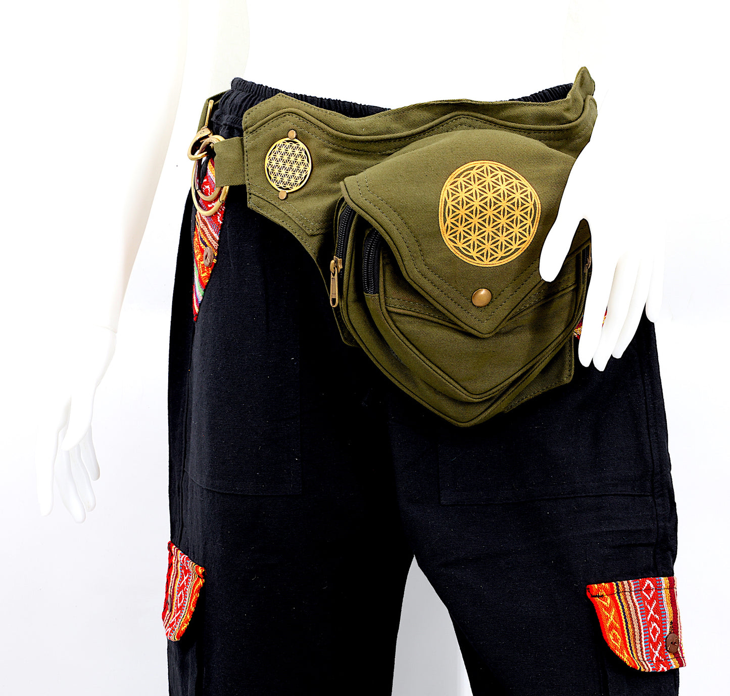 Cotton Flower Of Life Handmade Canvas Fanny Pack