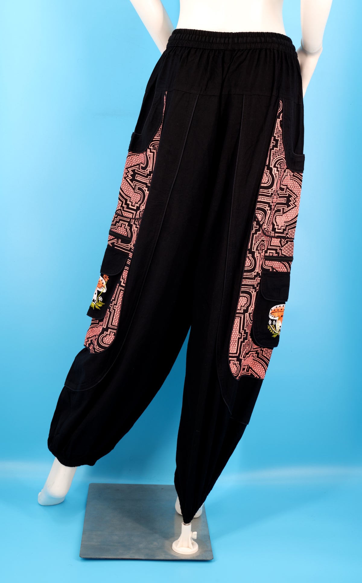 Geometric Tribal Mushroom Wook Pants | Multi-Pocket Harem Cotton