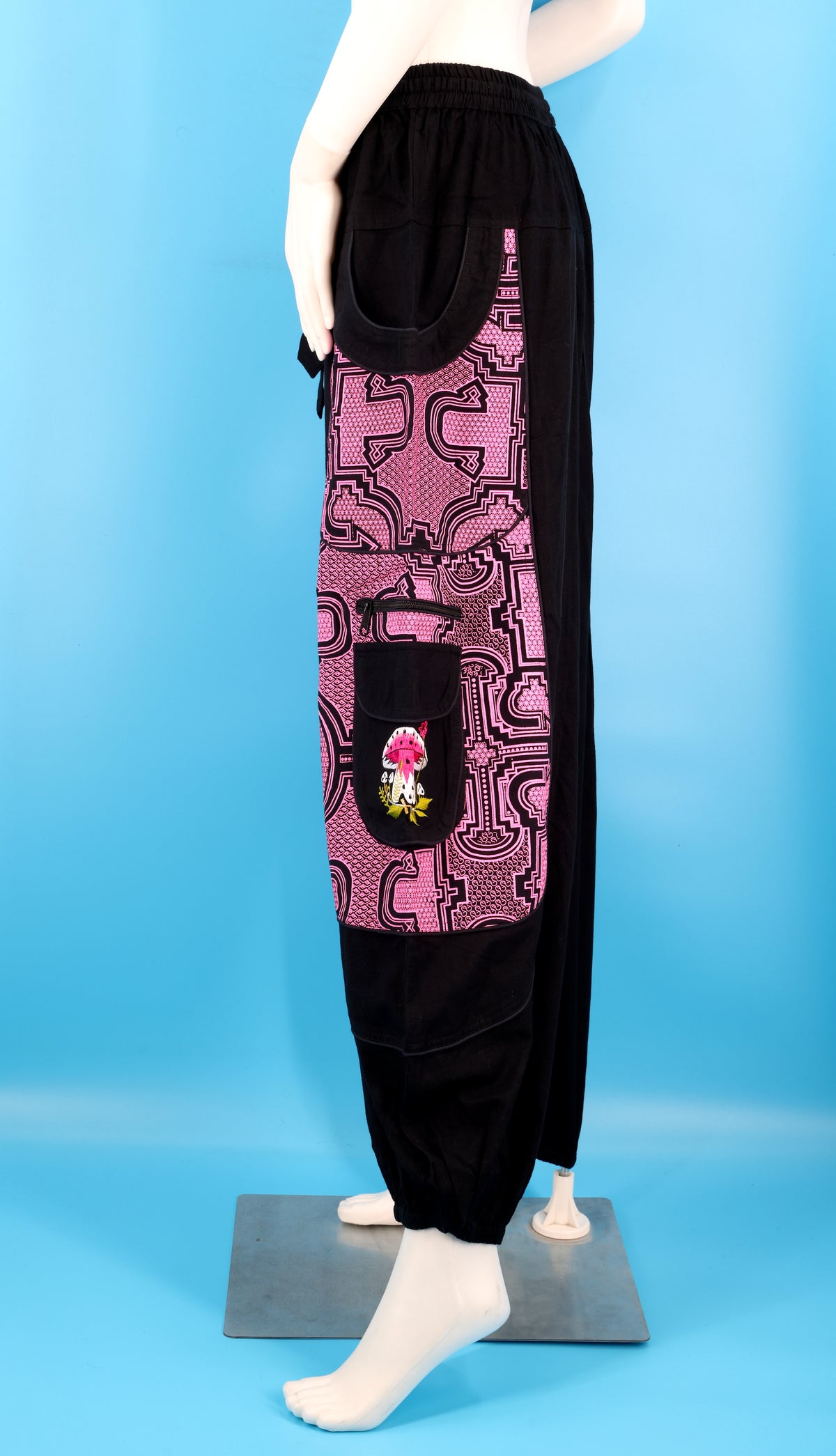 Geometric Tribal Mushroom Wook Pants | Multi-Pocket Harem Cotton