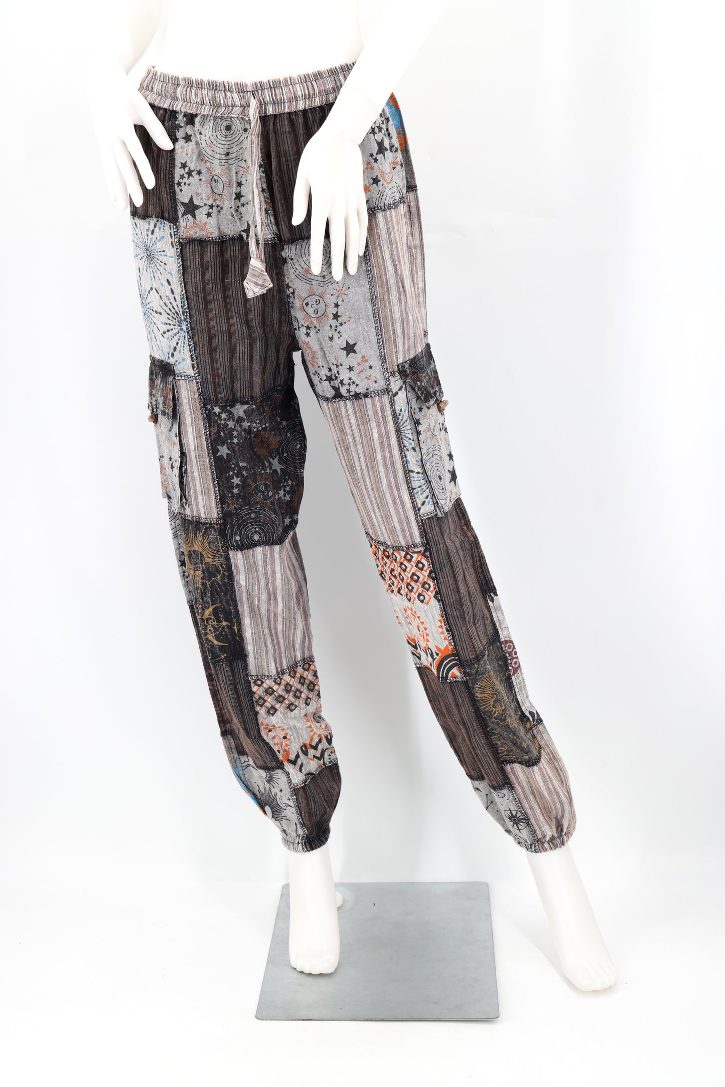 Cotton Hippie Handmade Harem Celestial Print Patchwork Lightweight Bohemian Pants