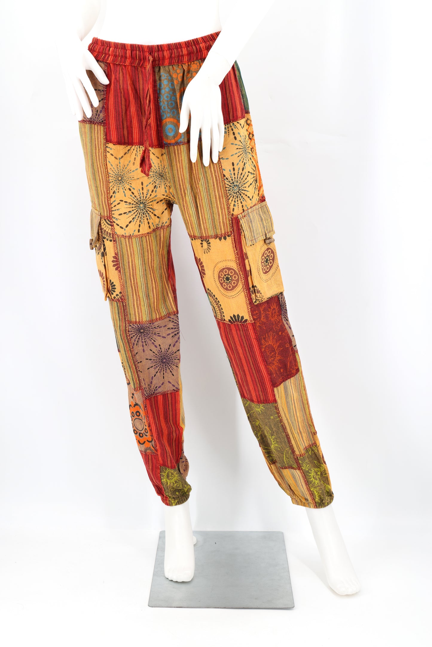 Cotton Hippie Handmade Harem Celestial Print Patchwork Lightweight Bohemian Pants