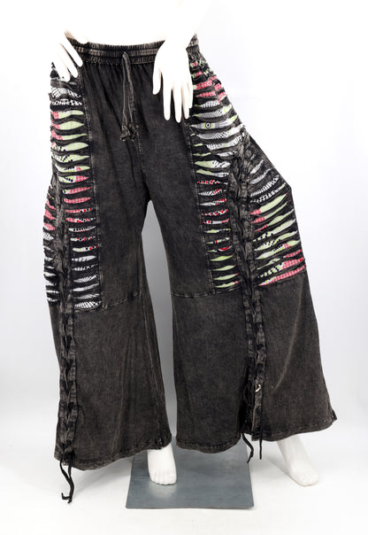 Sew and Slash Patchwork Paisley Print Palazzo Pants | Wide Leg Cotton Trousers