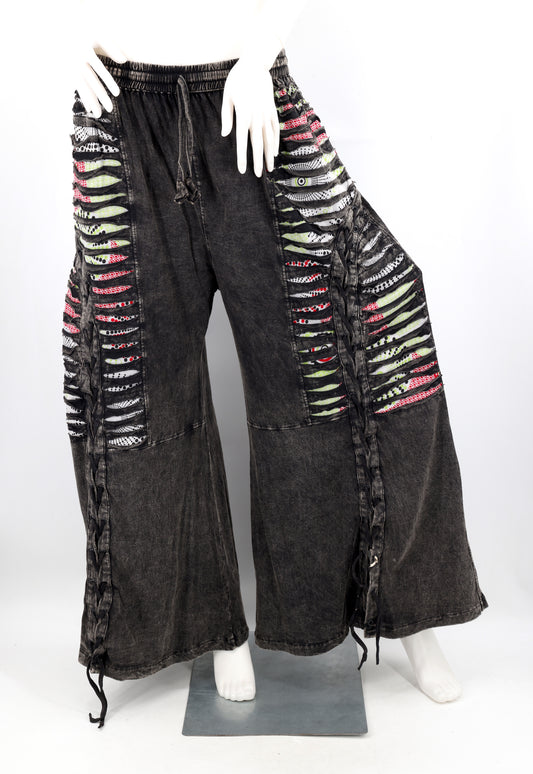 Sew and Slash Patchwork Paisley Print Palazzo Pants | Wide Leg Cotton Trousers