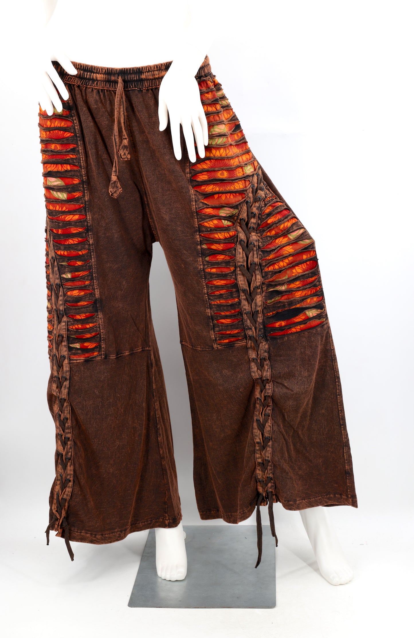 Sew and Slash Patchwork Paisley Print Palazzo Pants | Wide Leg Cotton Trousers