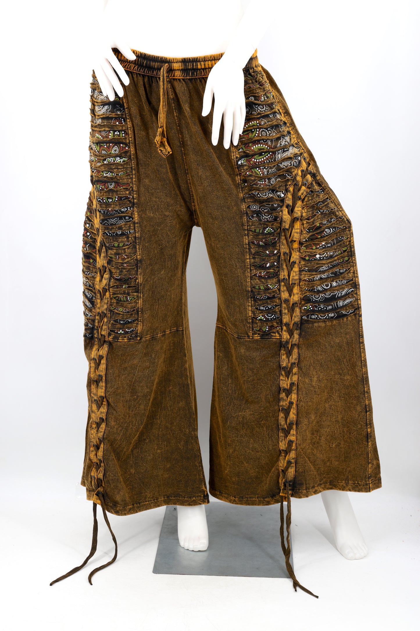 Sew and Slash Patchwork Paisley Print Palazzo Pants | Wide Leg Cotton Trousers