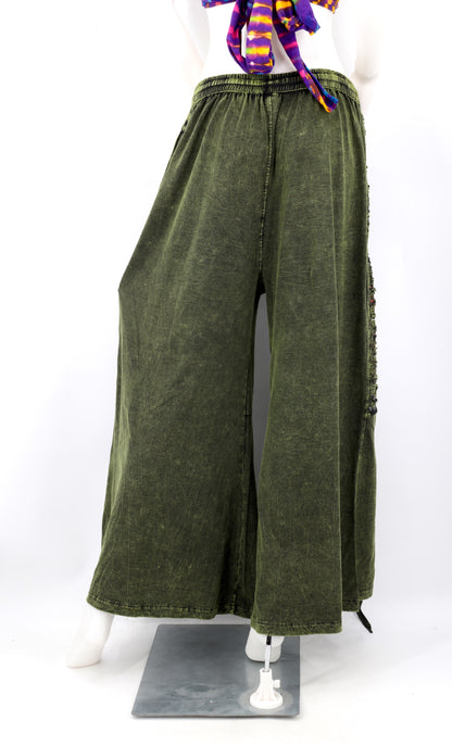 Sew and Slash Patchwork Paisley Print Palazzo Pants | Wide Leg Cotton Trousers