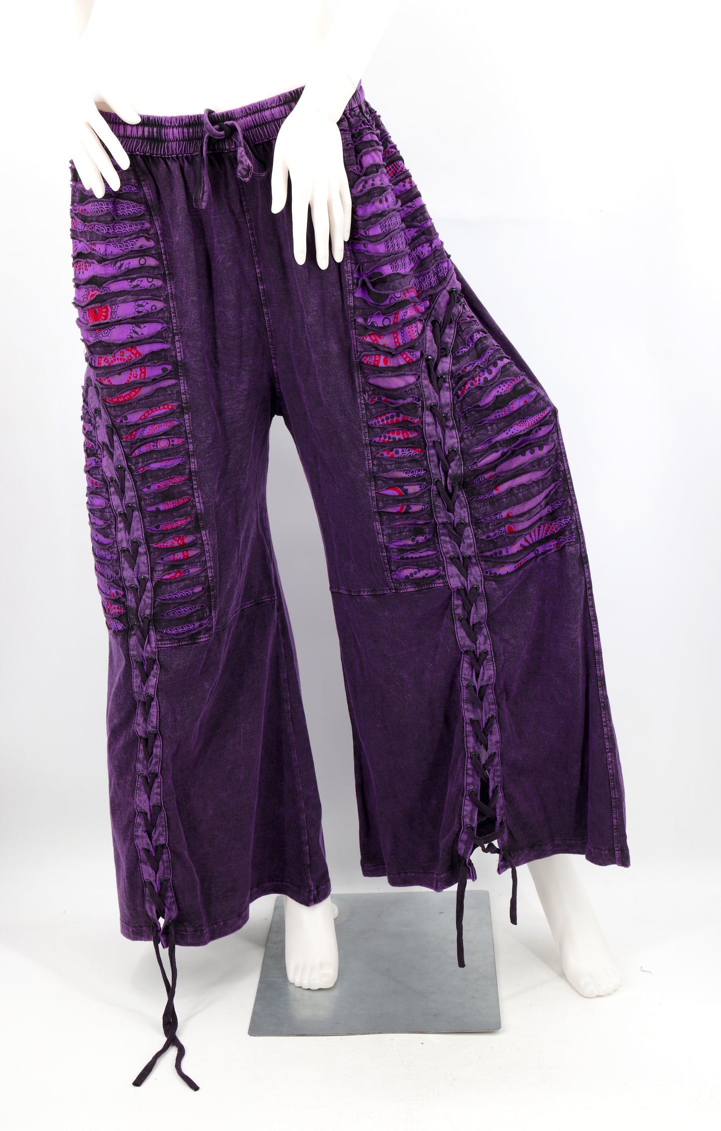 Sew and Slash Patchwork Paisley Print Palazzo Pants | Wide Leg Cotton Trousers
