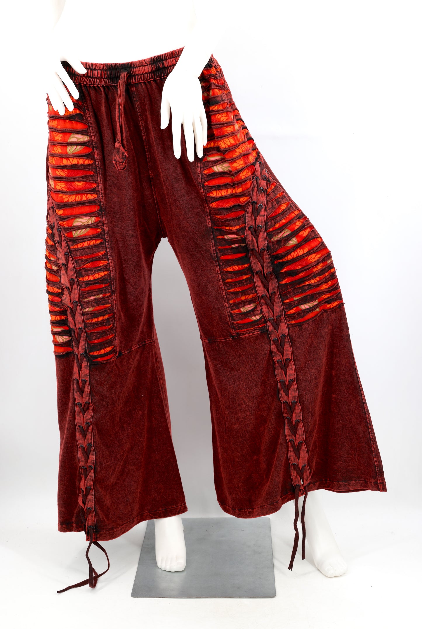 Sew and Slash Patchwork Paisley Print Palazzo Pants | Wide Leg Cotton Trousers