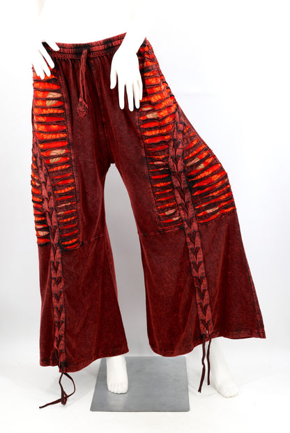 Sew and Slash Patchwork Paisley Print Palazzo Pants | Wide Leg Cotton Trousers