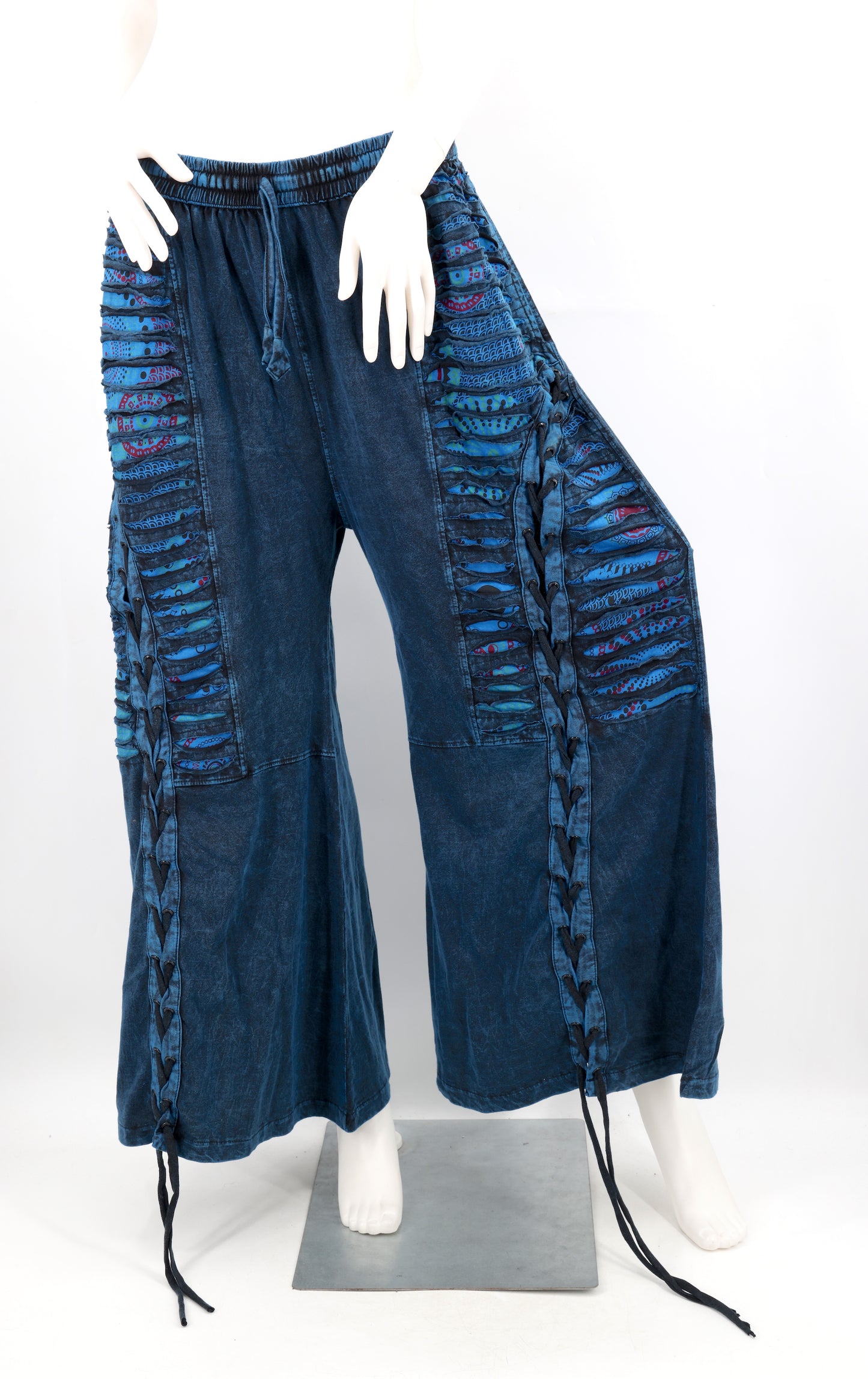Sew and Slash Patchwork Paisley Print Palazzo Pants | Wide Leg Cotton Trousers