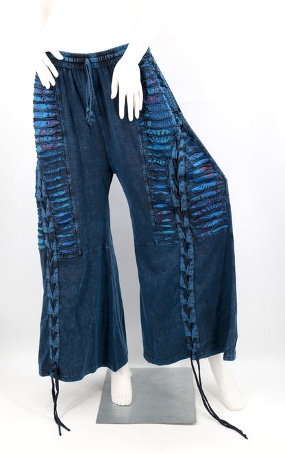 Sew and Slash Patchwork Paisley Print Palazzo Pants | Wide Leg Cotton Trousers