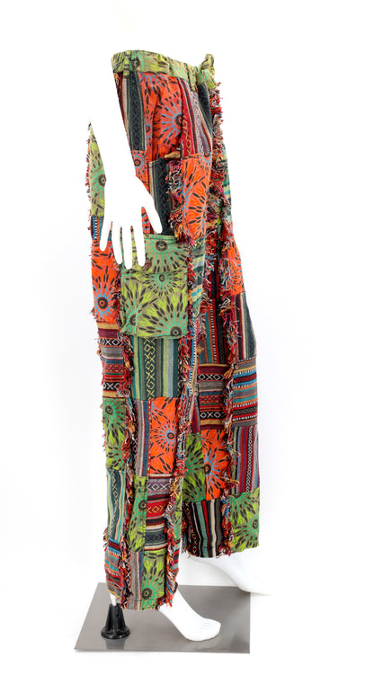 Fringed Gheri Patchwork Pants | Cotton Festival Pants