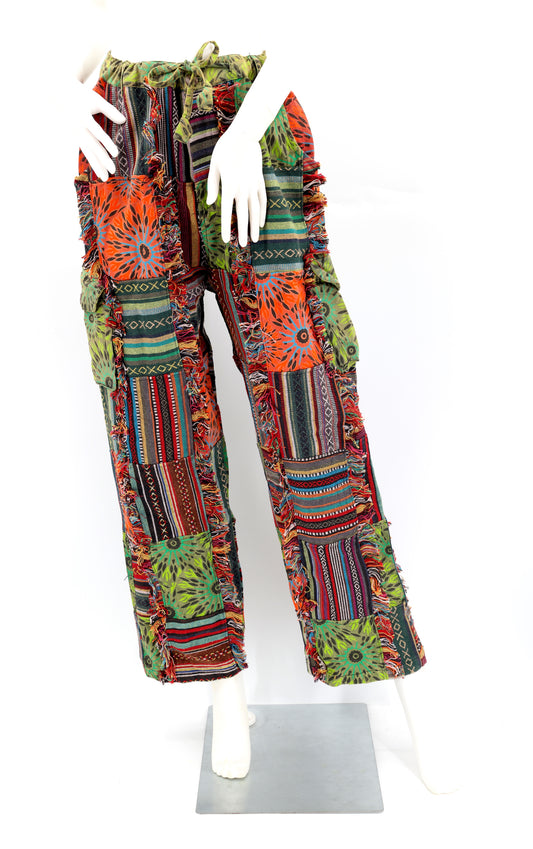 Cotton Hippie Handmade Harem Gheri Patchwork Fringe Bohemian Pants