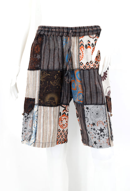 Celestial Print Lightweight Shorts| Patchwork Cargo Shorts