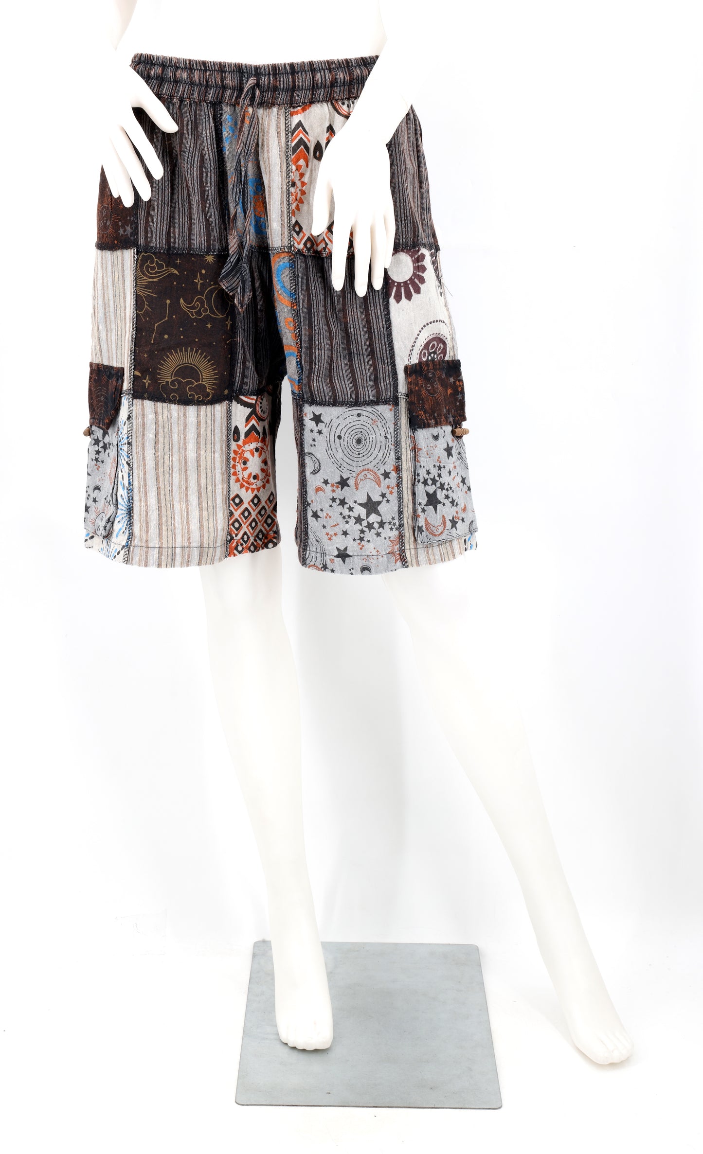 Celestial Print Lightweight Shorts| Patchwork Cargo Shorts