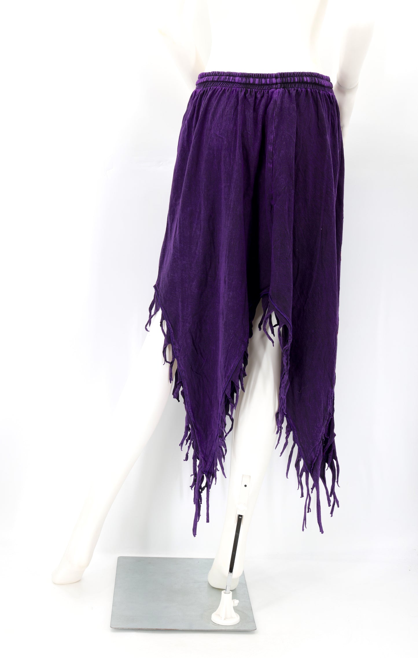 Cotton Hippie Handmade Floral Embroidered Stone Washed Fringe Skirt