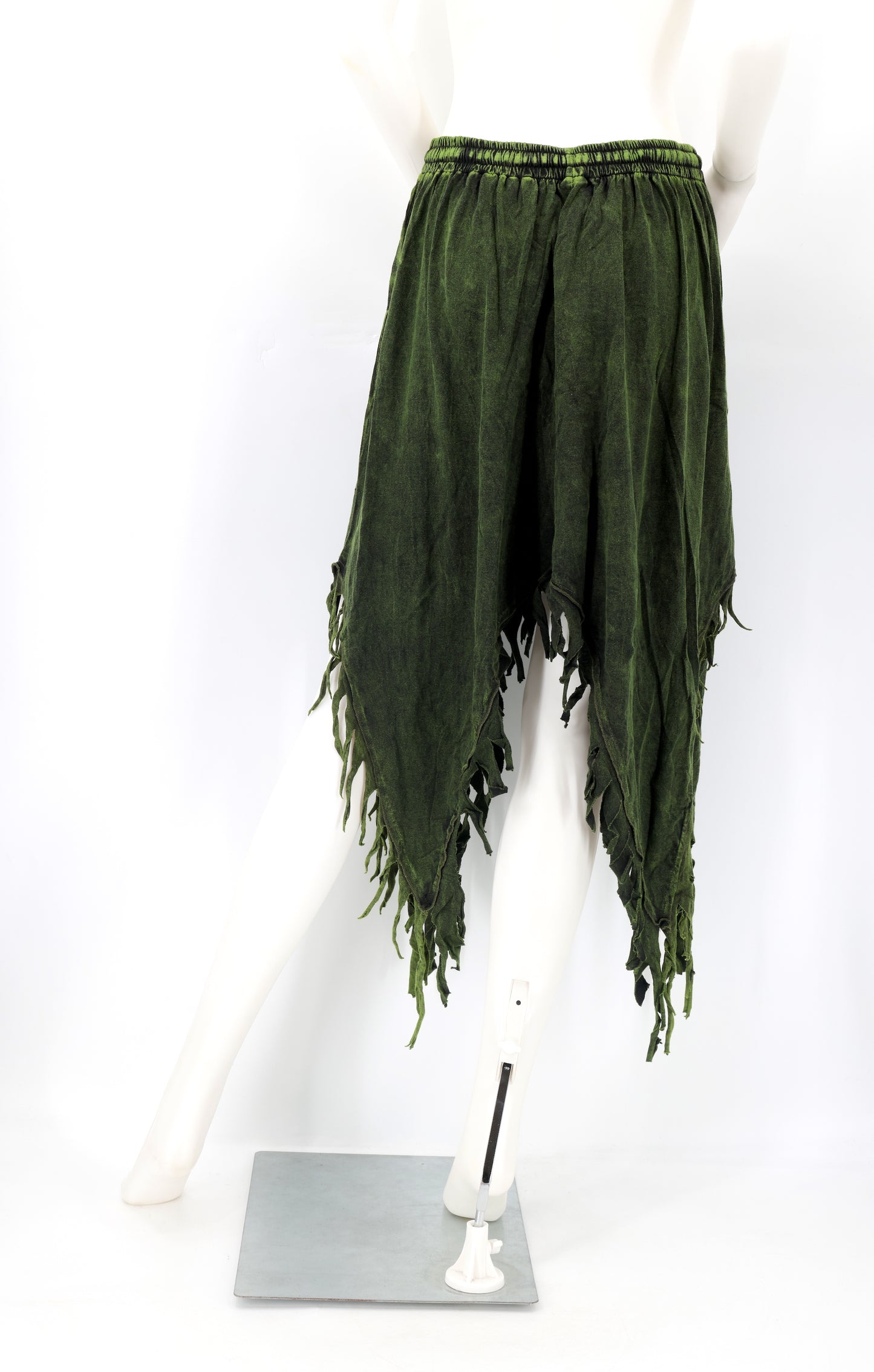 Cotton Hippie Handmade Floral Embroidered Stone Washed Fringe Skirt