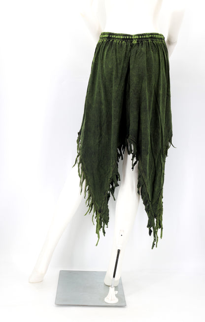 Cotton Hippie Handmade Floral Embroidered Stone Washed Fringe Skirt