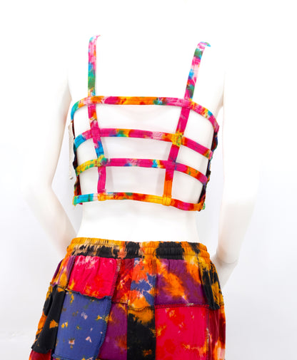 Cotton Hippie Handmade Tie Dye Floral Embroidered Patchwork Ladies Bohemian Top