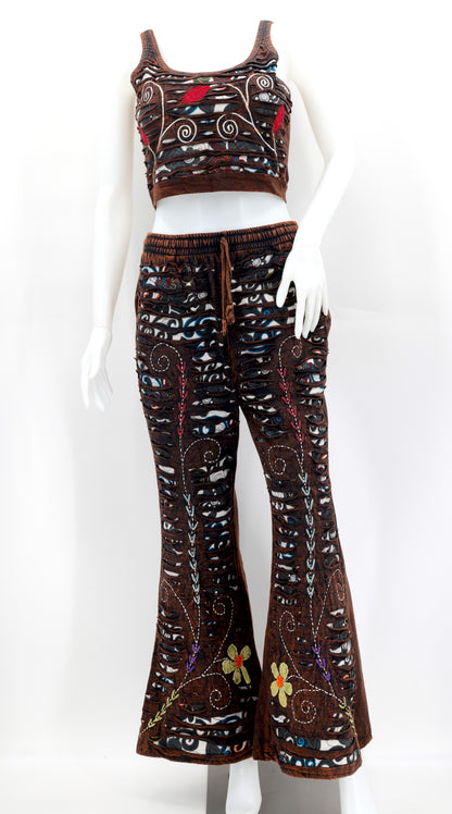 Floral Embroidered 2-Piece Dress Set | Cotton Palazzo Outfit