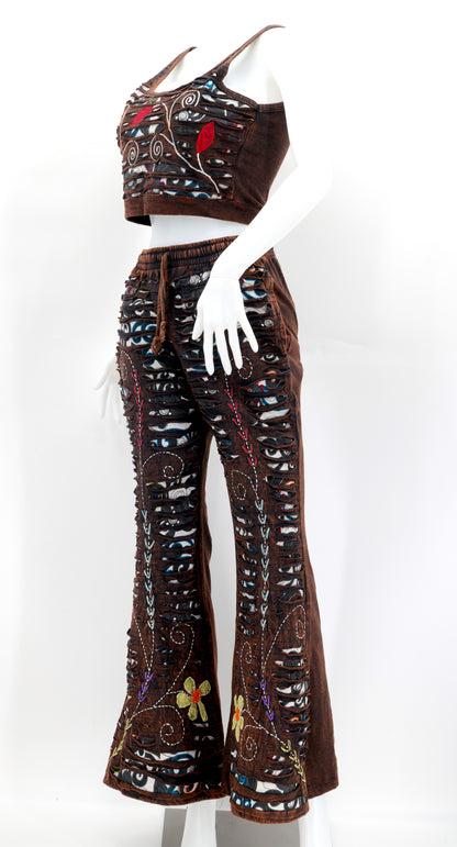 Floral Embroidered 2-Piece Dress Set | Cotton Palazzo Outfit