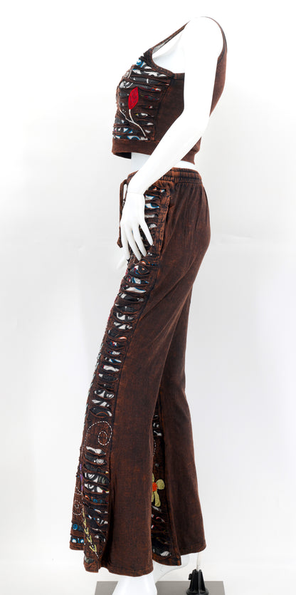 Floral Embroidered 2-Piece Dress Set | Cotton Palazzo Outfit