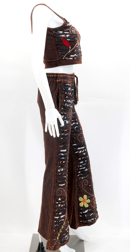 Floral Embroidered 2-Piece Dress Set | Cotton Palazzo Outfit