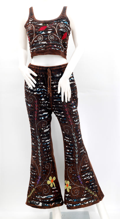 Floral Embroidered 2-Piece Dress Set | Cotton Palazzo Outfit