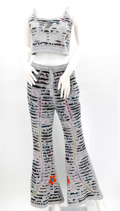 Floral Embroidered 2-Piece Dress Set | Cotton Palazzo Outfit