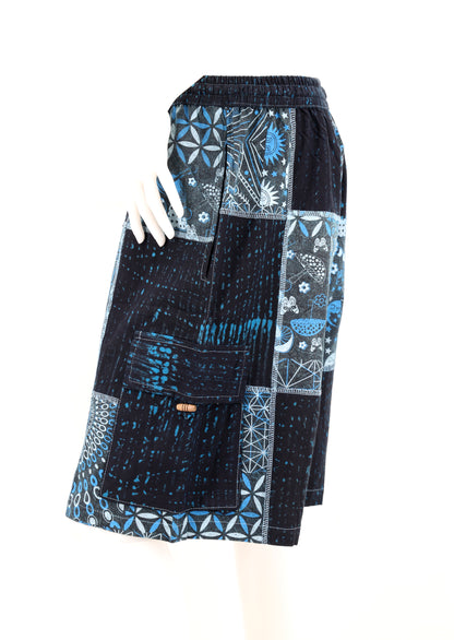 Sacred Geometry Patchwork Cargo Shorts | Cotton Festival Shorts