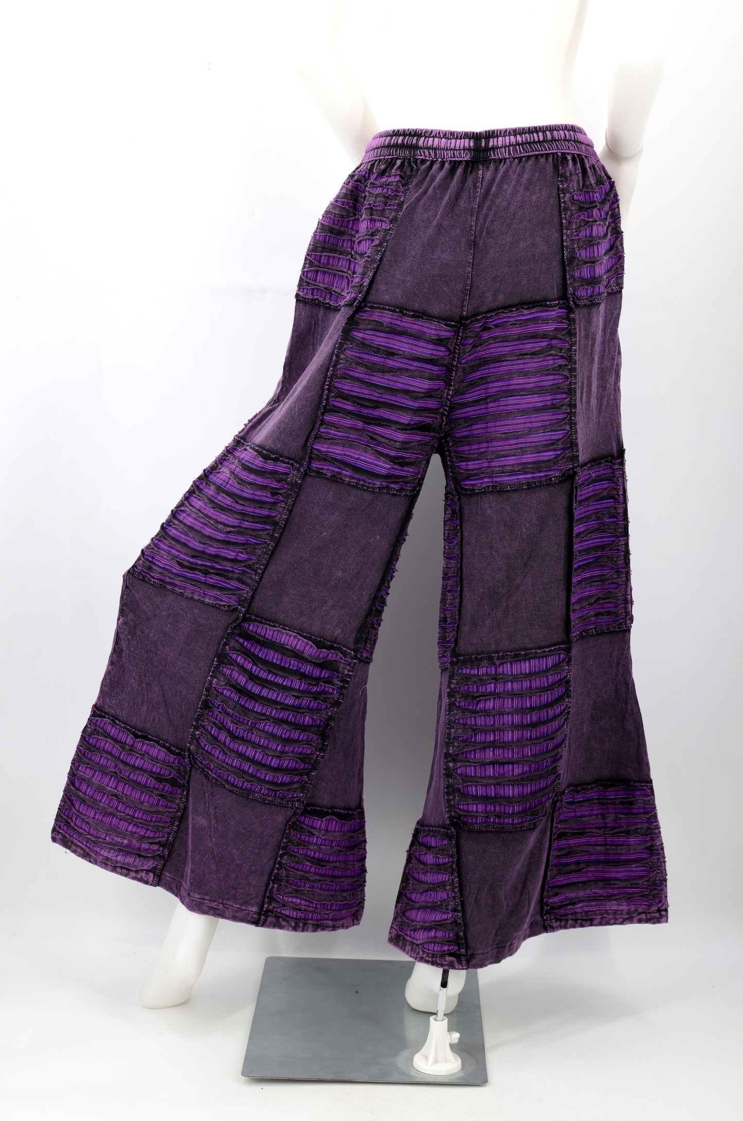 Floral Embroidered Patchwork Palazzo Pants | Wide Leg Cotton Pants