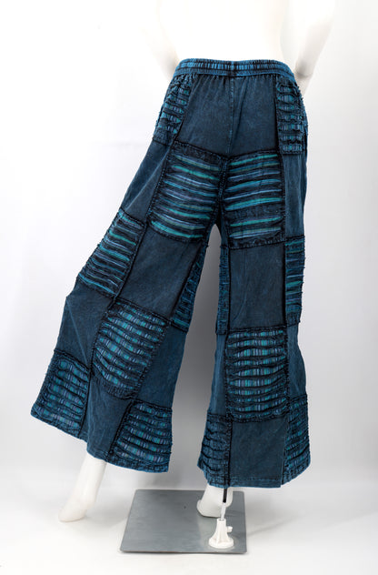 Floral Embroidered Patchwork Palazzo Pants | Wide Leg Cotton Pants