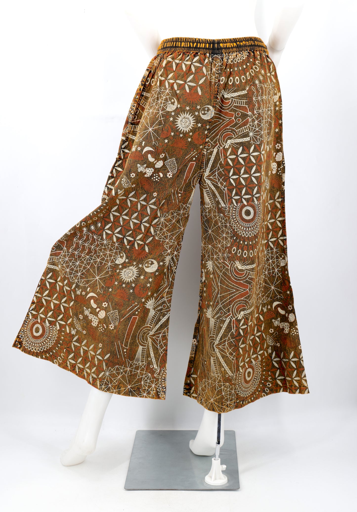 Handmade Multi-Patterned Wide-Leg Cotton Trousers - Free Spirited Palazzo Pants