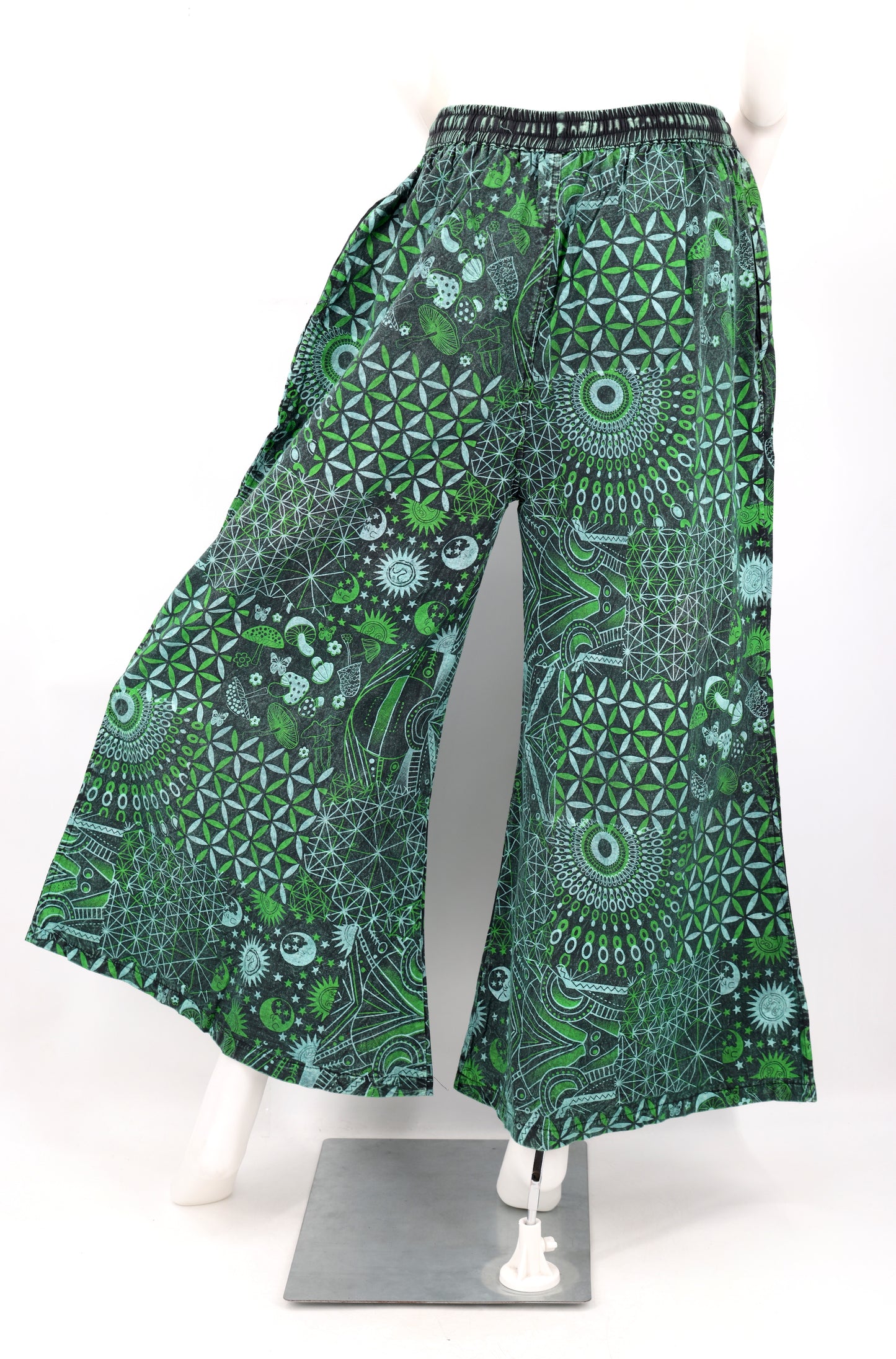 Handmade Multi-Patterned Wide-Leg Cotton Trousers - Free Spirited Palazzo Pants