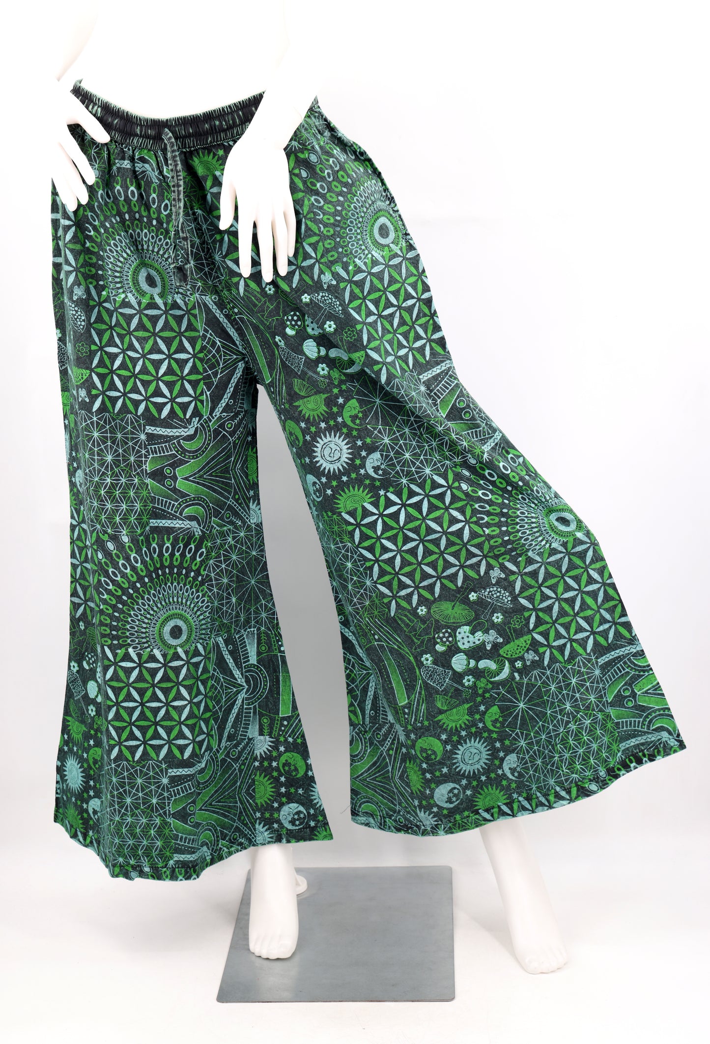 Handmade Multi-Patterned Wide-Leg Cotton Trousers - Free Spirited Palazzo Pants
