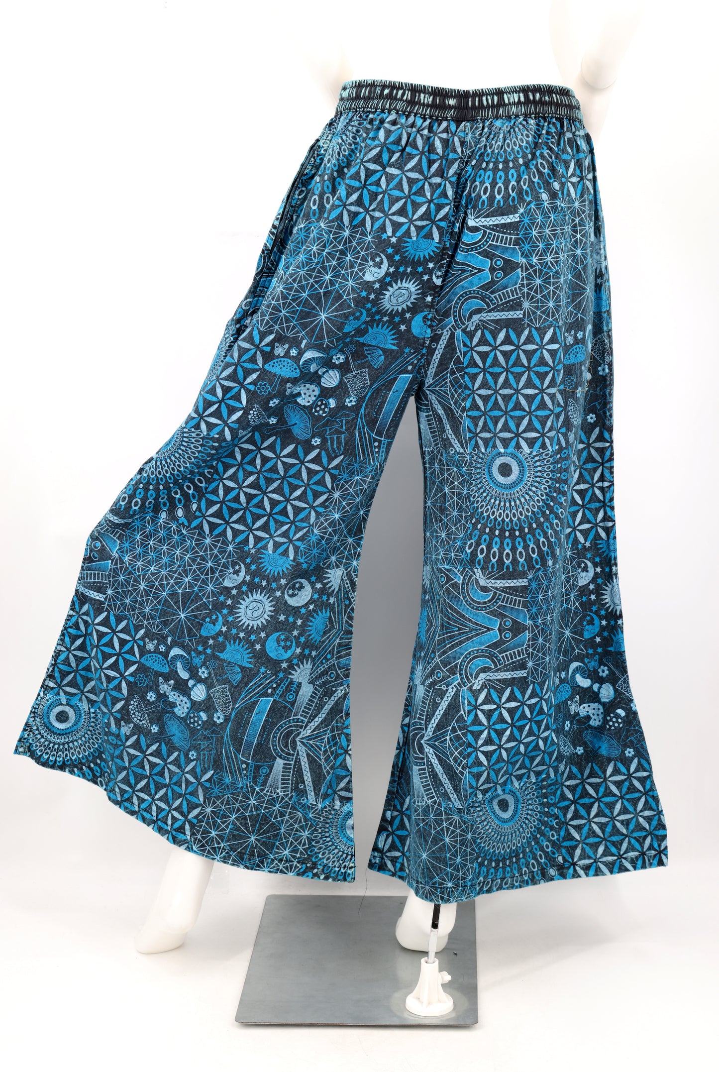 Handmade Multi-Patterned Wide-Leg Cotton Trousers - Free Spirited Palazzo Pants