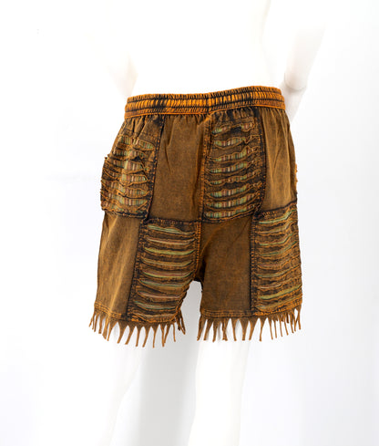 Cotton Hippie Handmade Floral Embroidered Patchwork Bohemian Shorts