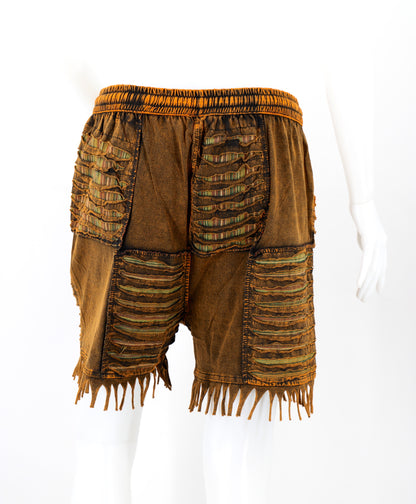 Cotton Hippie Handmade Floral Embroidered Patchwork Bohemian Shorts
