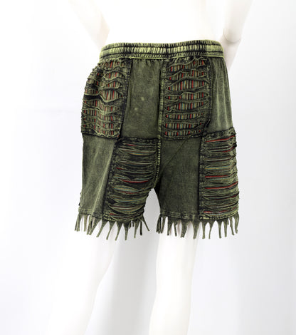 Cotton Hippie Handmade Floral Embroidered Patchwork Bohemian Shorts