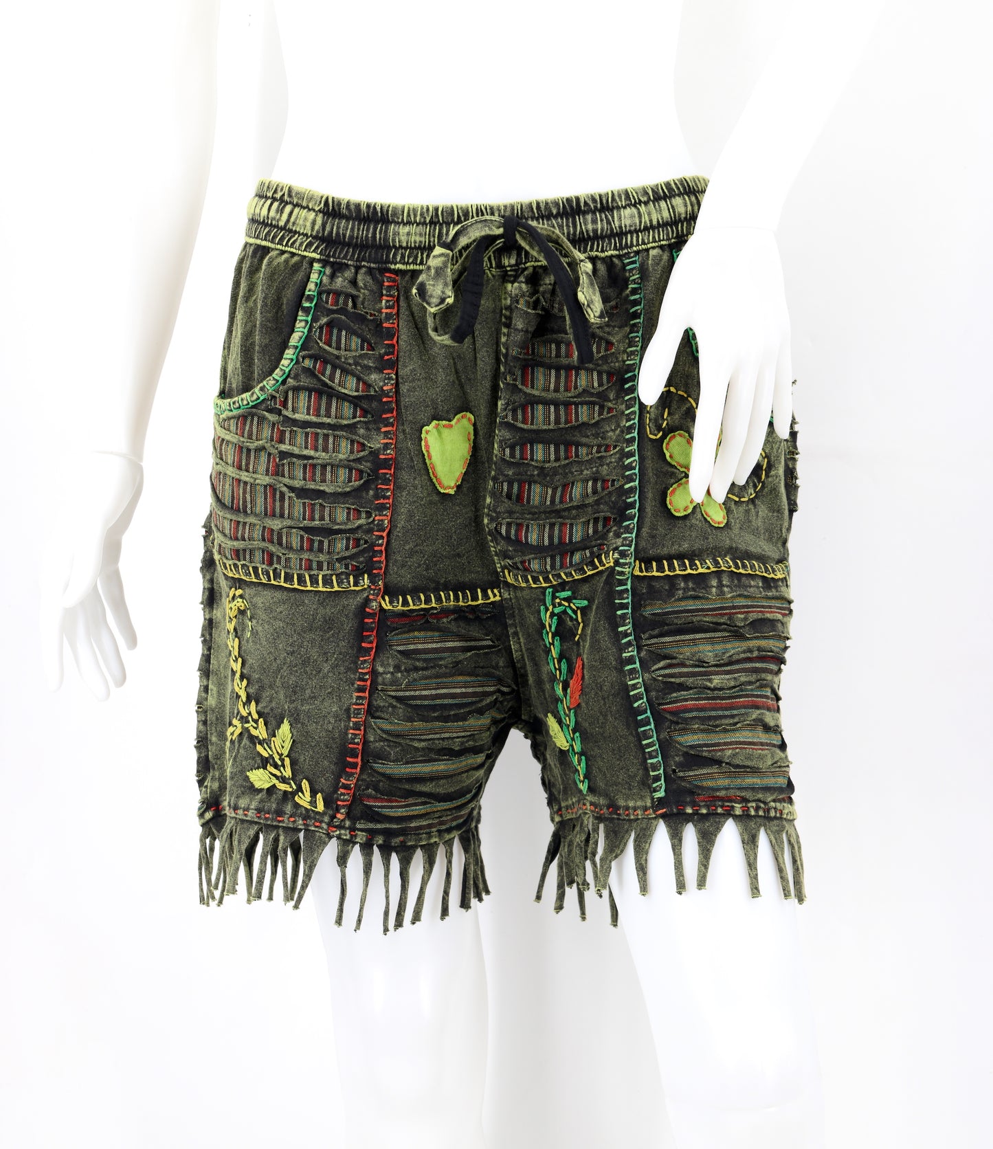 Cotton Hippie handmade Floral Embroidered Patchwork Bohemian Shorts
