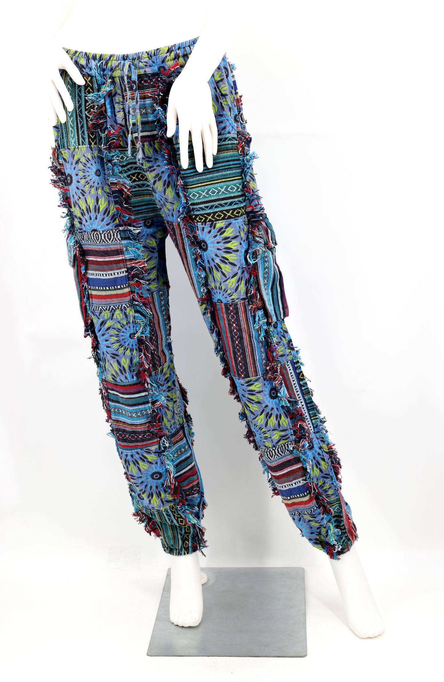 Cotton Hippie Handmade Harem Gheri Patchwork Fringe Bohemian Pants