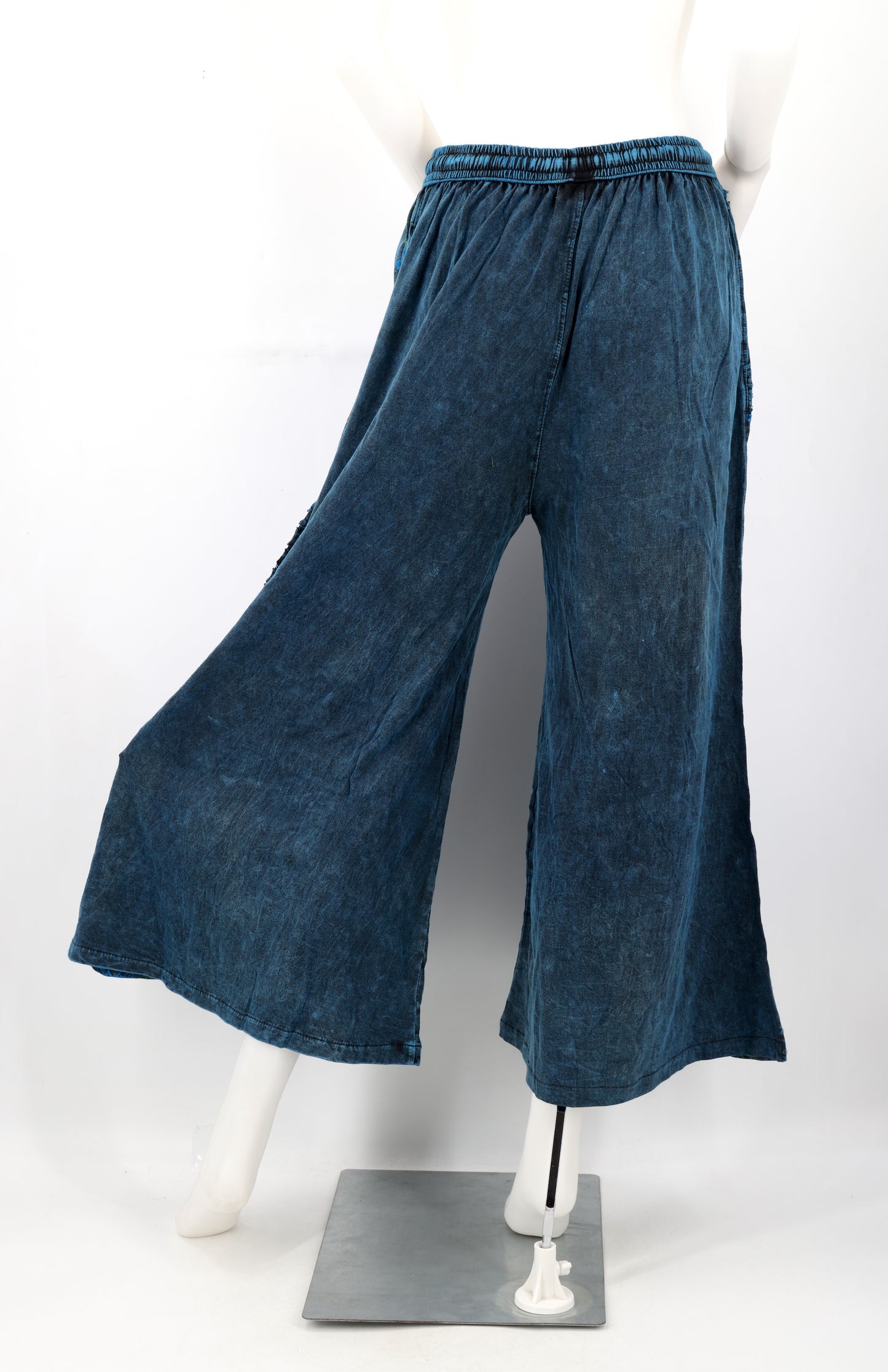 Floral Embroidered Wide Leg Cotton Palazzo Pants