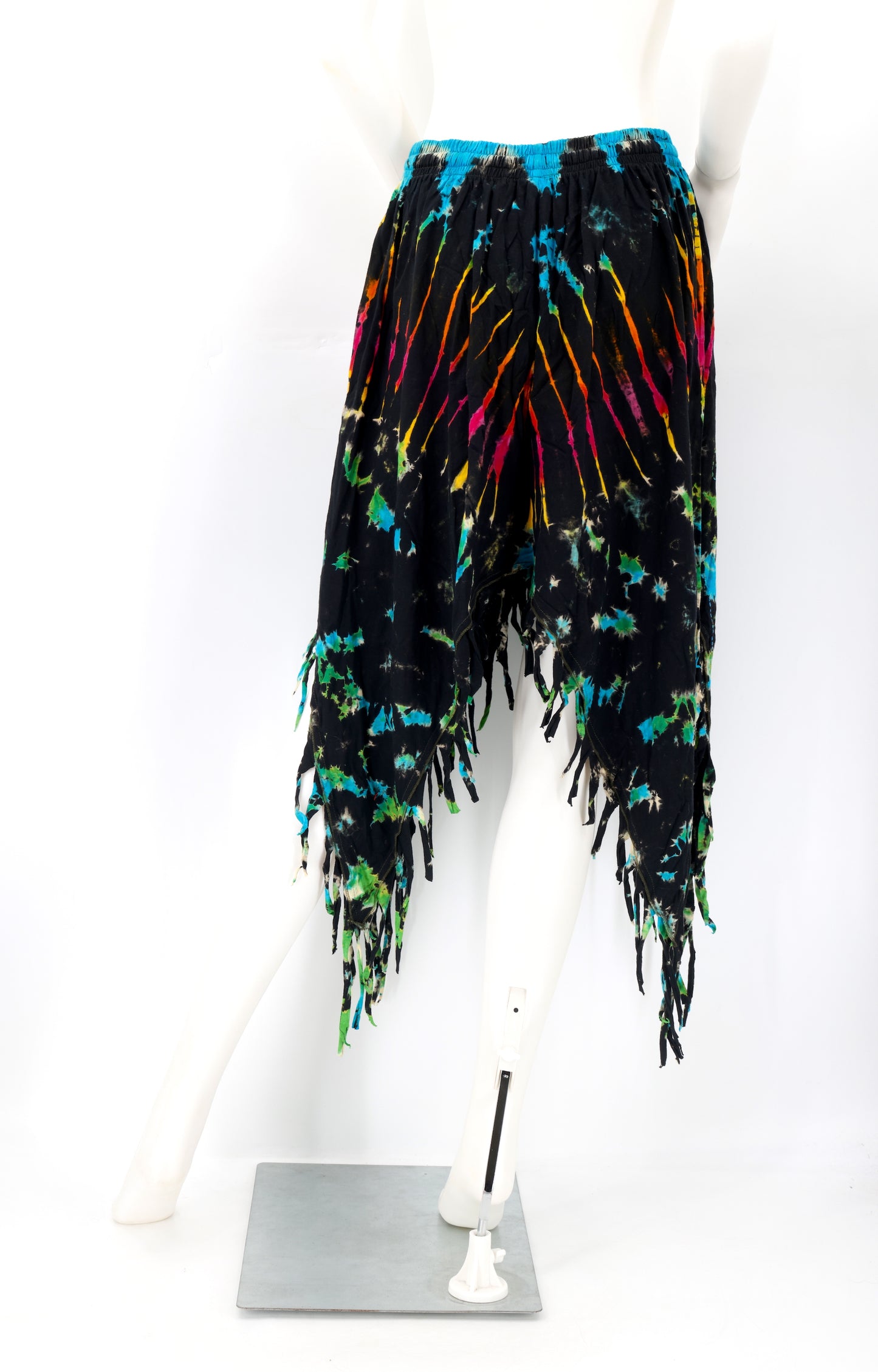 Cotton Hippie Handmade Floral Embroidered Stone Washed Fringe Skirt