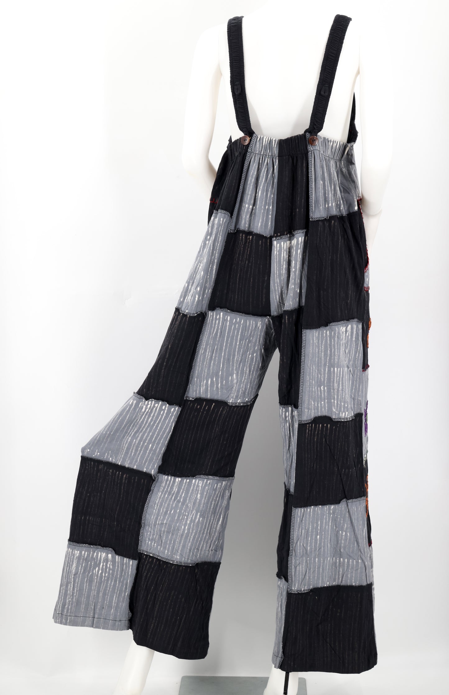 Cotton Hippie Handmade Floral Embroidered Light Patchwork Bohemian Overalls