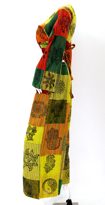 Patchwork Palazzo 2-Piece Set | Cotton Pants & Top Outfit