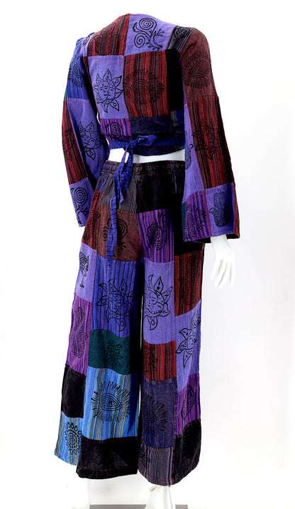Patchwork Palazzo 2-Piece Set | Cotton Pants & Top Outfit