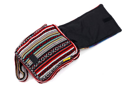 Moon Mushroom Hemp Passport Bag | Hand Embroidered Messenger Bag